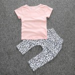 Σετ παντελόνι - κοντομάνικο μπλουζάκι με στάμπα, ροζ - λεοπάρ